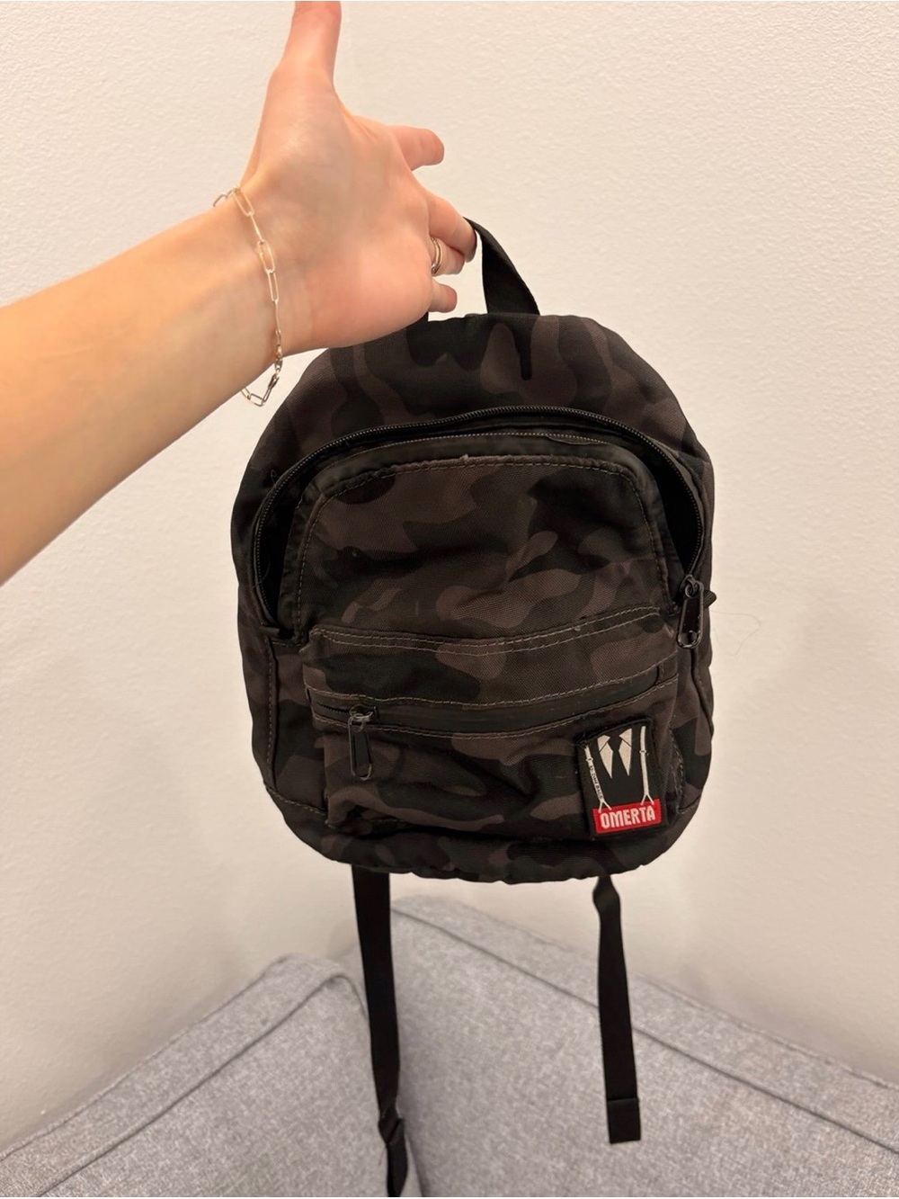 Omerta Black Camouflage Mini Backpack for Men
